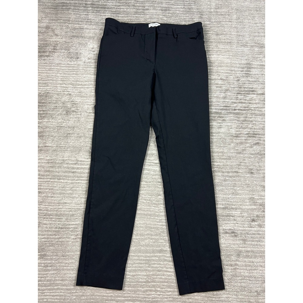 Calvin Klein Dress Pants Women 10 Black Slim Straight Stretch Trousers Office